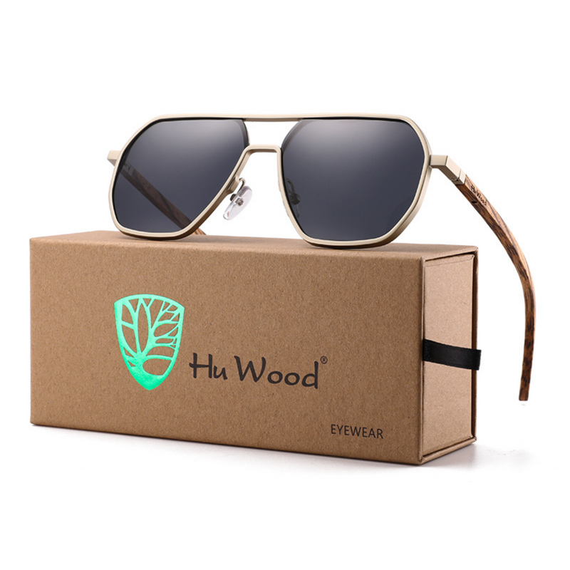 Óculos de Sol Masculino Retangular | Hu Wood | M-GR8059