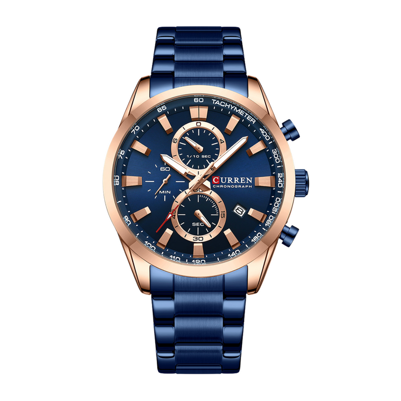 Relógio Masculino Pulseira de Aço Azul | Curren M-8445