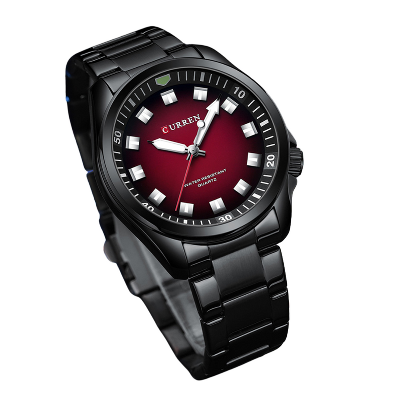 Relógio Masculino Pulseira de Aço Vermelho | Curren M-8450