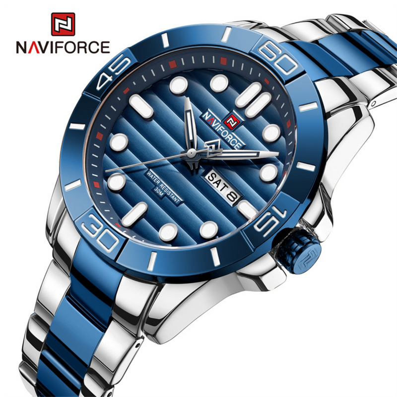 Relógio Masculino Esportivo Pulseira de Aço | NaviForce M-9198