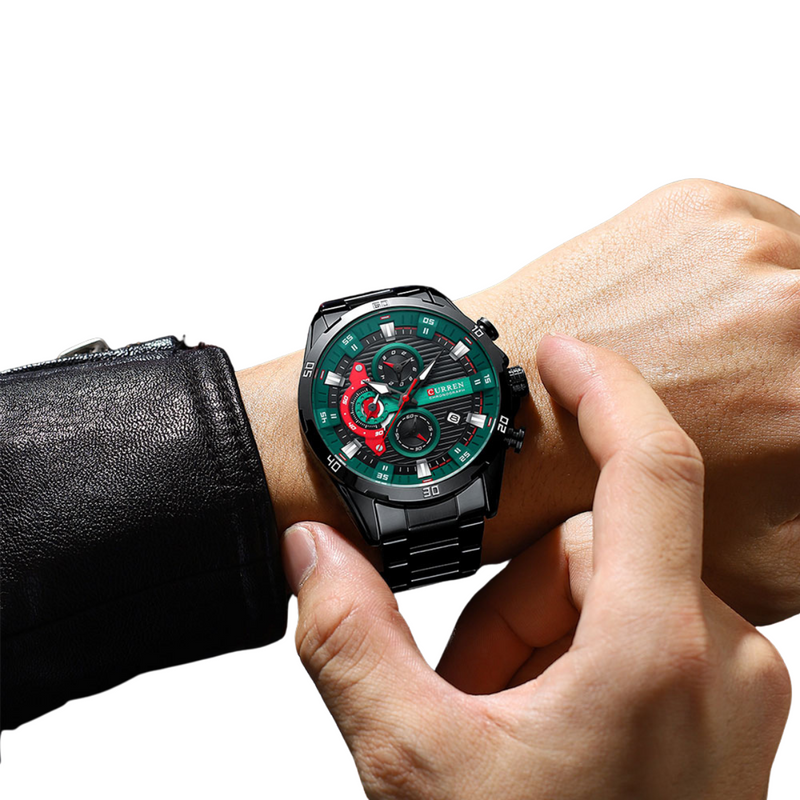 Relógio Masculino Pulseira de aço Verde | Curren M-8402